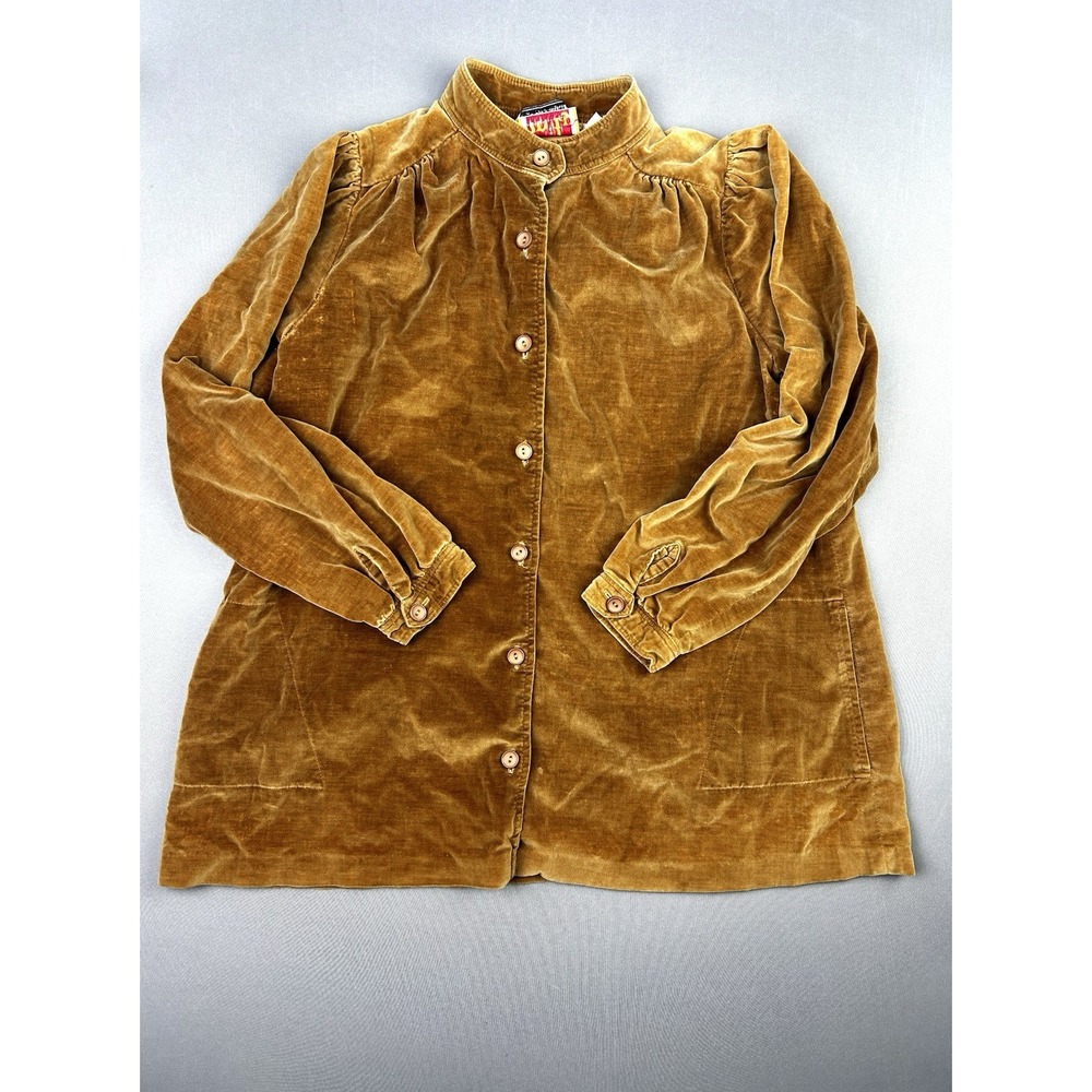 Finity Women's S Vintage Joseph Magnin Butterscotch Velour‎ Long Sleeve Blouse